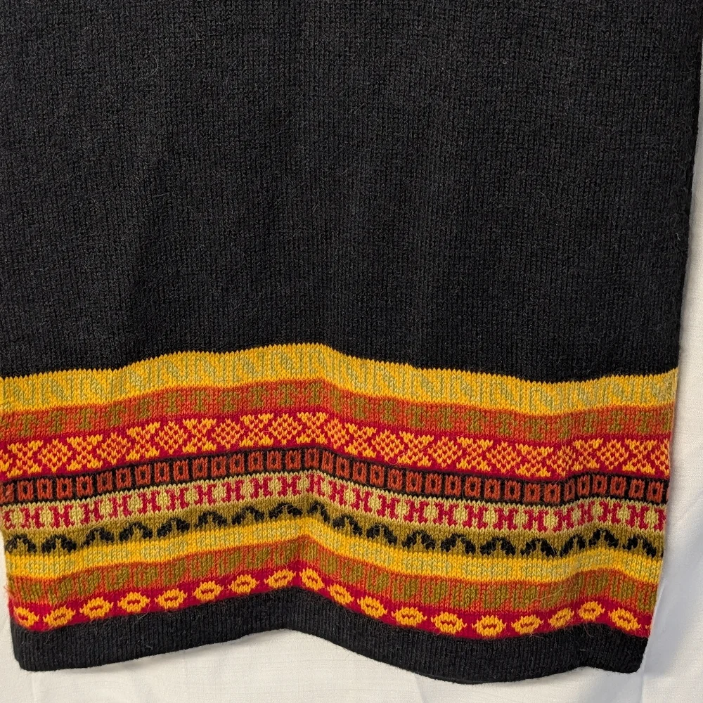 Peruvian Alpaca Black Fringe Poncho Sweater And Matching Maxi Skirt